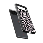 trippy b&w check pattern back phone cover | glass case for Google Pixel 6A