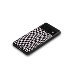 trippy b&w check pattern back phone cover | glass case for Google Pixel 6A