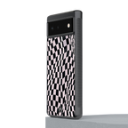trippy b&w check pattern back phone cover | glass case for google pixel 6