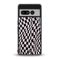 trippy b&w check pattern back phone cover | glass case for google pixel 7 pro
