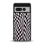trippy b&w check pattern back phone cover | glass case for google pixel 7 pro