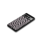 trippy b&w check pattern back phone cover | glass case for google pixel 7 pro