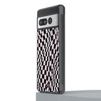 trippy b&w check pattern back phone cover | glass case for google pixel 7 pro