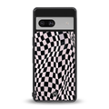 trippy b&w check pattern back phone cover | glass case for Google Pixel 7