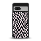 trippy b&w check pattern back phone cover | glass case for Google Pixel 7
