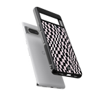 trippy b&w check pattern back phone cover | glass case for Google Pixel 7