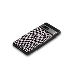 trippy b&w check pattern back phone cover | glass case for Google Pixel 7