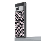trippy b&w check pattern back phone cover | glass case for Google Pixel 7