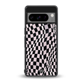 trippy b&w check pattern back phone cover | glass case for google pixel 8 pro