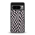 trippy b&w check pattern back phone cover | glass case for google pixel 8 pro