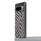 trippy b&w check pattern back phone cover | glass case for google pixel 8 pro