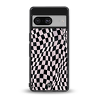 trippy b&w check pattern back phone cover | glass case for Google Pixel 8