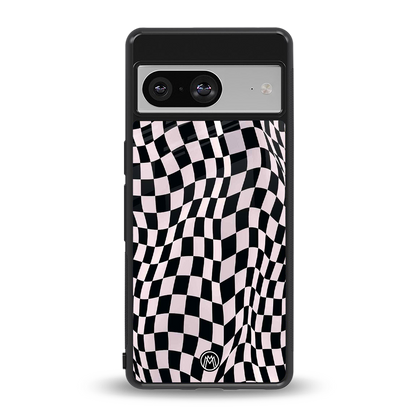 trippy b&w check pattern back phone cover | glass case for Google Pixel 8