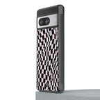 trippy b&w check pattern back phone cover | glass case for Google Pixel 8