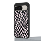 trippy b&w check pattern back phone cover | glass case for google pixel 9