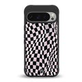trippy b&w check pattern back phone cover | glass case for google pixel 9 pro