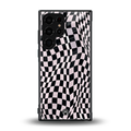 trippy b&w check pattern back phone cover | glass case for samsung galaxy s23 ultra
