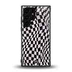 trippy b&w check pattern back phone cover | glass case for samsung galaxy s23 ultra