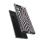 trippy b&w check pattern back phone cover | glass case for samsung galaxy s23 ultra