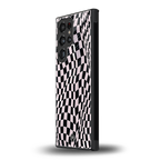 trippy b&w check pattern back phone cover | glass case for samsung galaxy s23 ultra