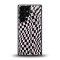 trippy b&w check pattern back phone cover | glass case for samsung galaxy s25 ultra
