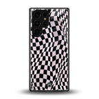 trippy b&w check pattern back phone cover | glass case for samsung galaxy s25 ultra