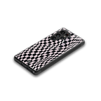 trippy b&w check pattern back phone cover | glass case for samsung galaxy s25 ultra