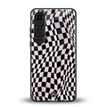 trippy b&w check pattern back phone cover | glass case for samsung galaxy s23 plus