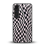 trippy b&w check pattern back phone cover | glass case for samsung galaxy s23 plus