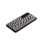 trippy b&w check pattern back phone cover | glass case for samsung galaxy s23 plus