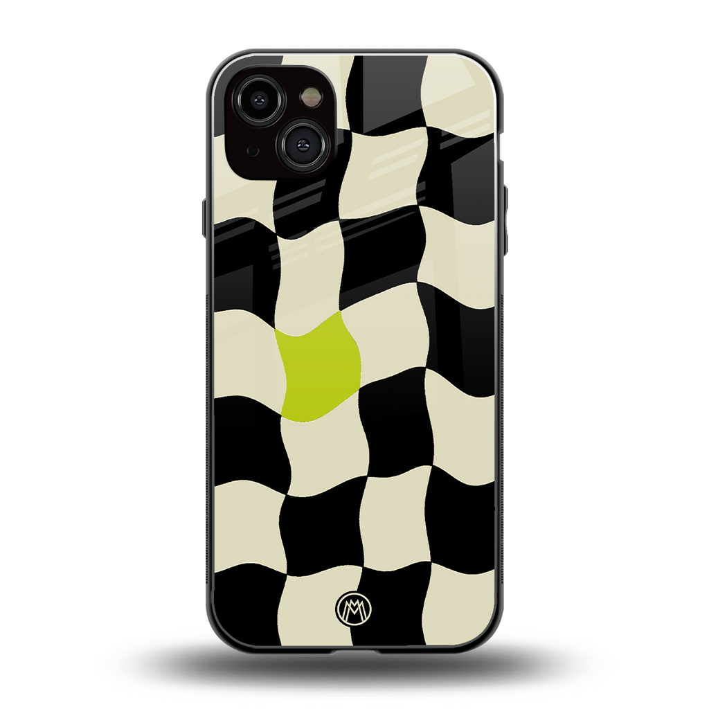 trippy pastel checks back phone cover | glass case for iphone 15 plus