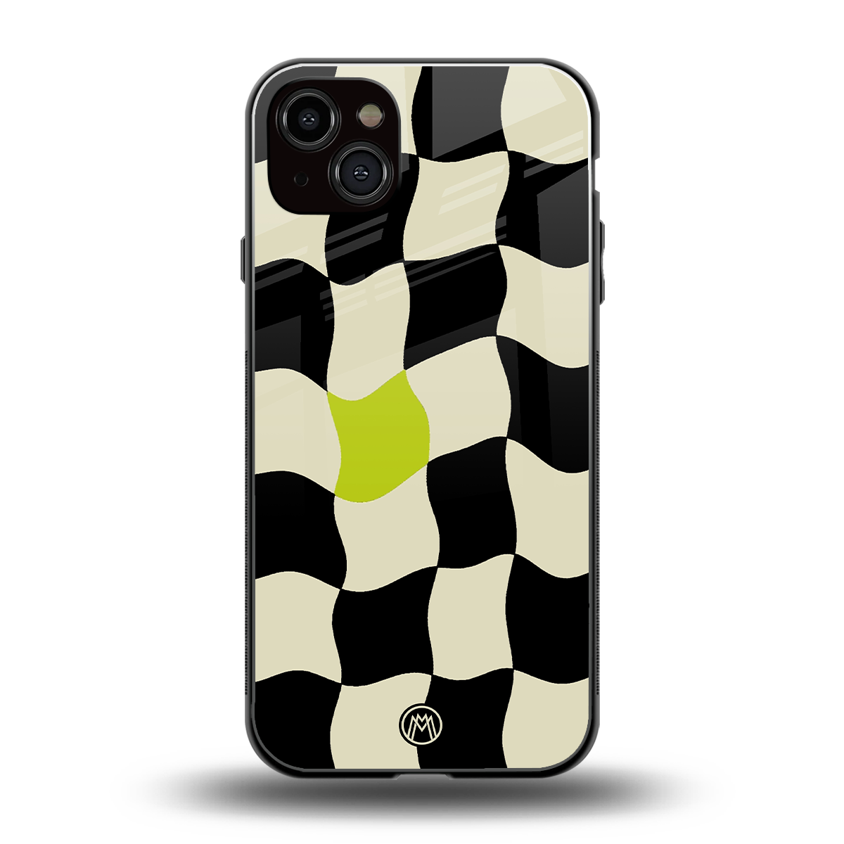 trippy pastel checks back phone cover | glass case for iphone 15 plus