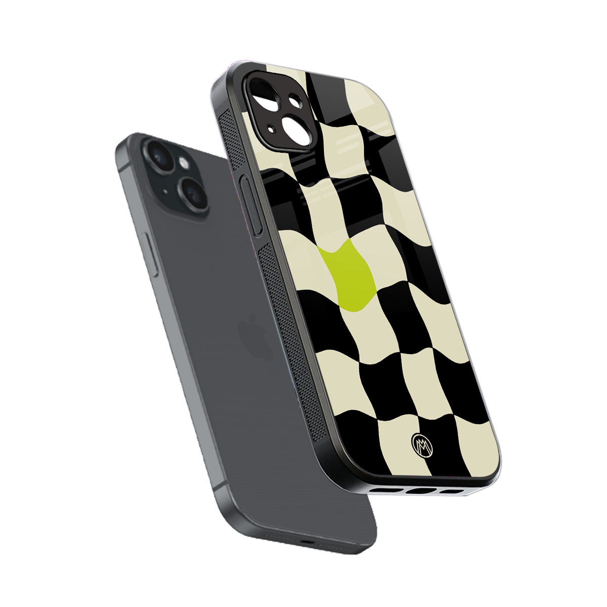 trippy pastel checks back phone cover | glass case for iphone 15 plus