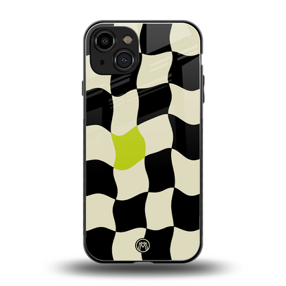 trippy pastel checks back phone cover | glass case for iphone 14