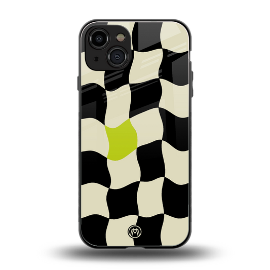 trippy pastel checks back phone cover | glass case for iphone 14