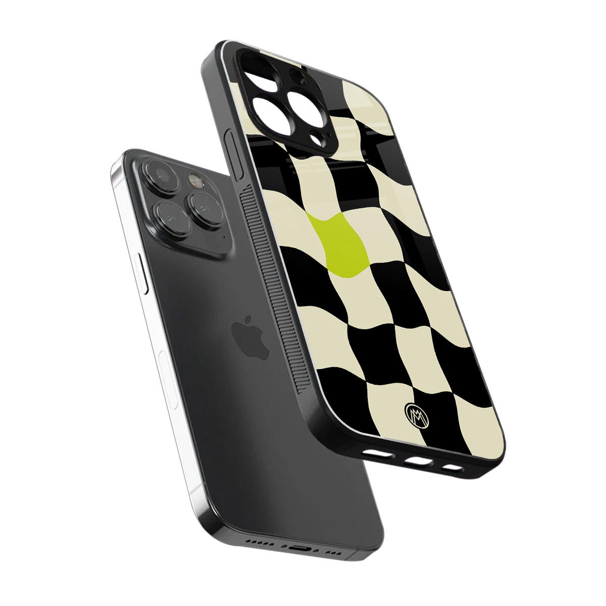 trippy pastel checks back phone cover | glass case for iphone 15 pro