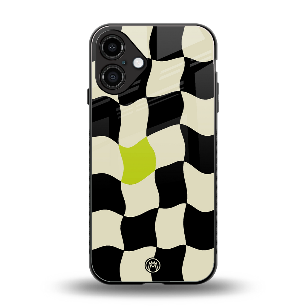 trippy pastel checks back phone cover | glass case for iphone 16 plus