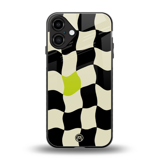 trippy pastel checks back phone cover | glass case for iphone 16 plus