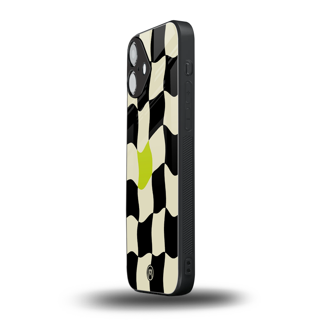 trippy pastel checks back phone cover | glass case for iphone 16 plus
