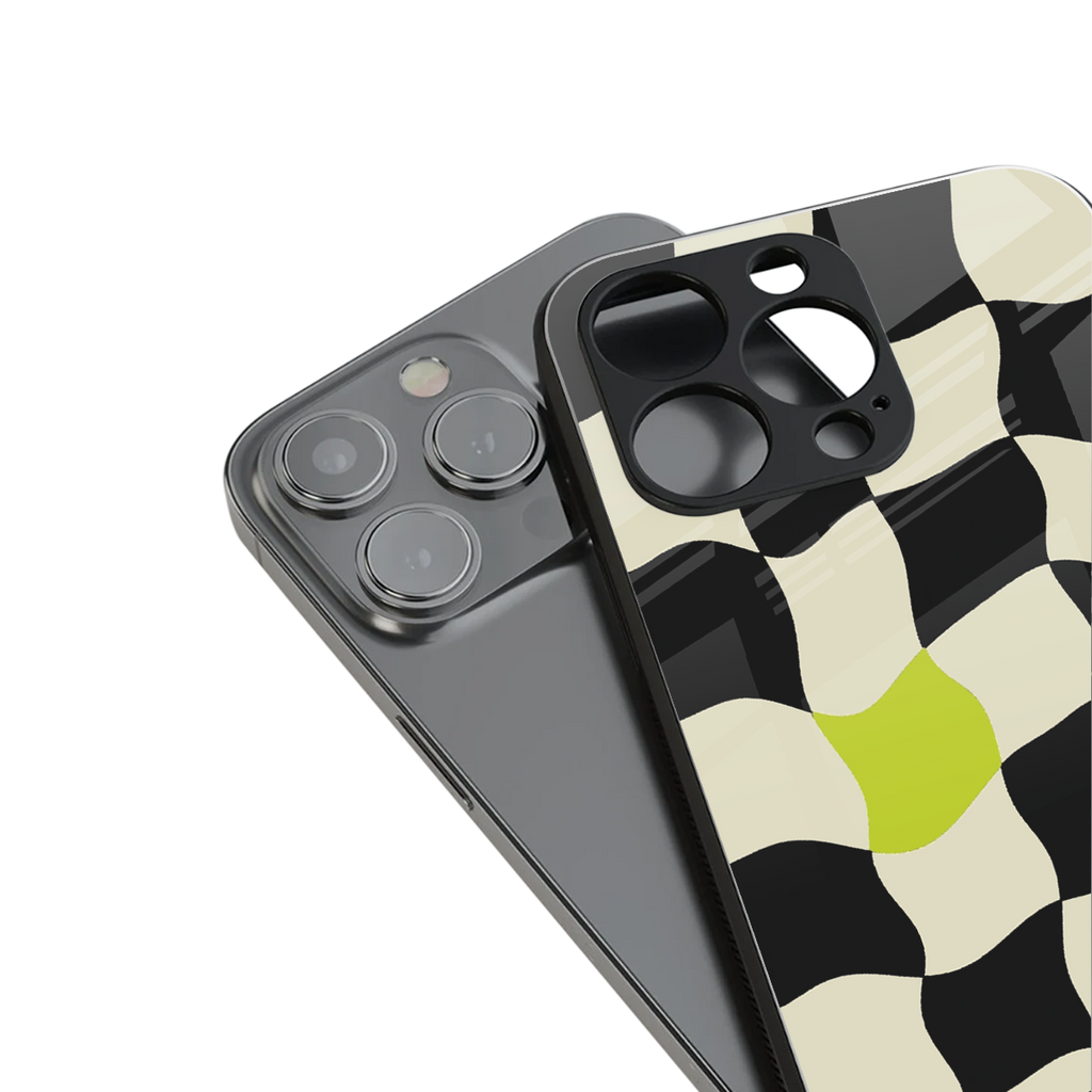 trippy pastel checks back phone cover | glass case for iphone 13 pro