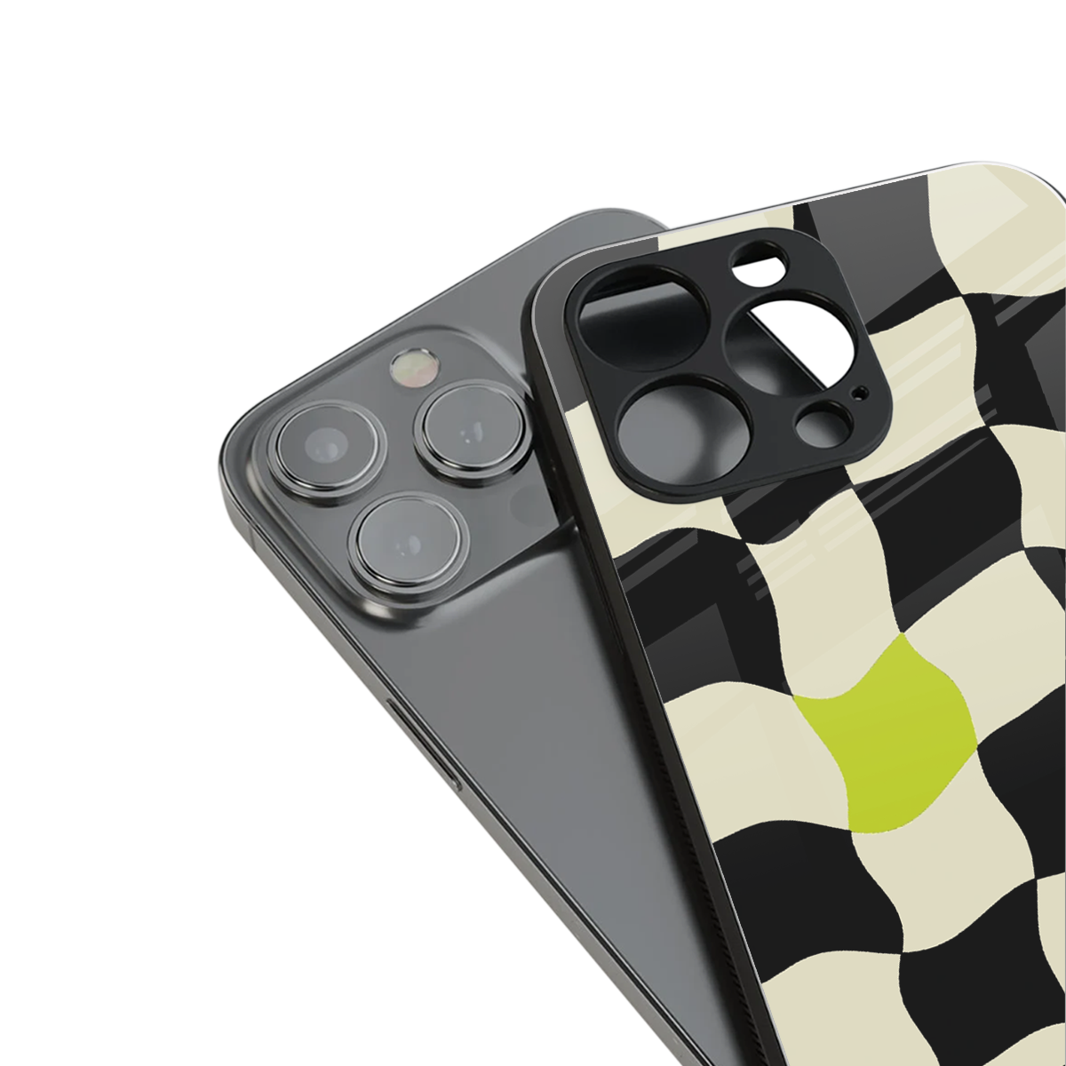 trippy pastel checks back phone cover | glass case for iphone 14