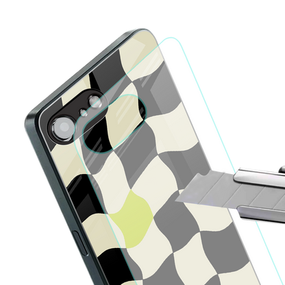 trippy pastel checks back phone cover | glass case for iphone 16e