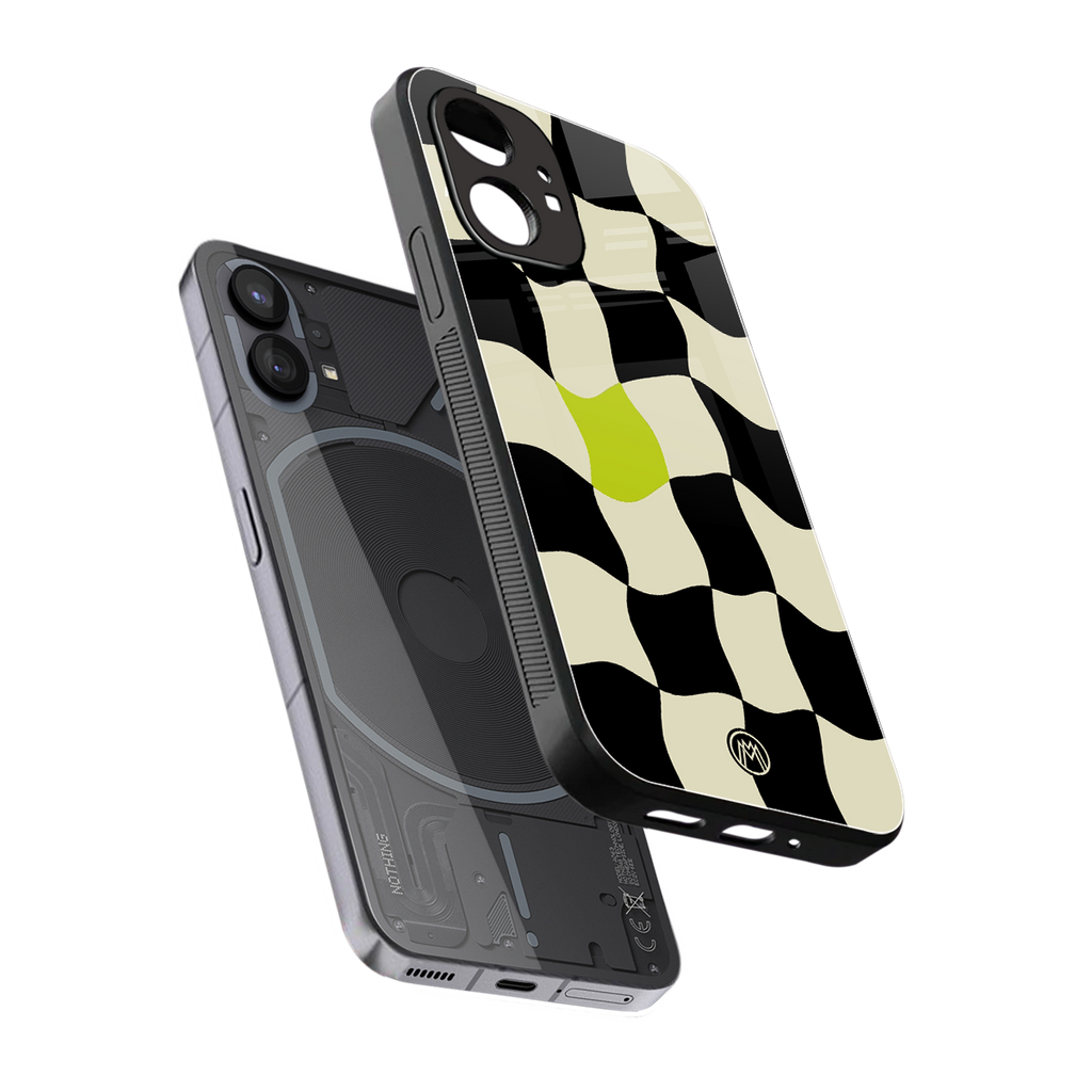 trippy pastel checks back phone cover | glass case for nothing phone 1