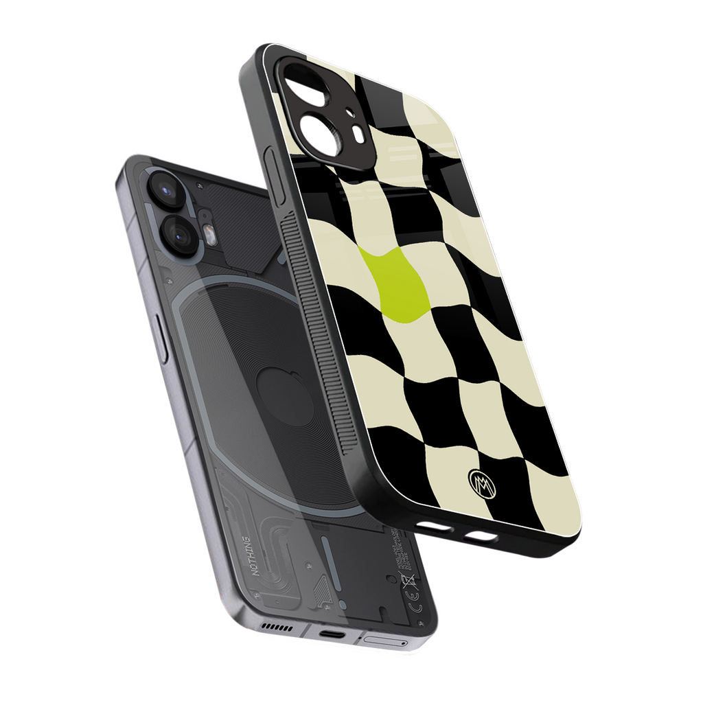 trippy pastel checks back phone cover | glass case for nothing phone 2