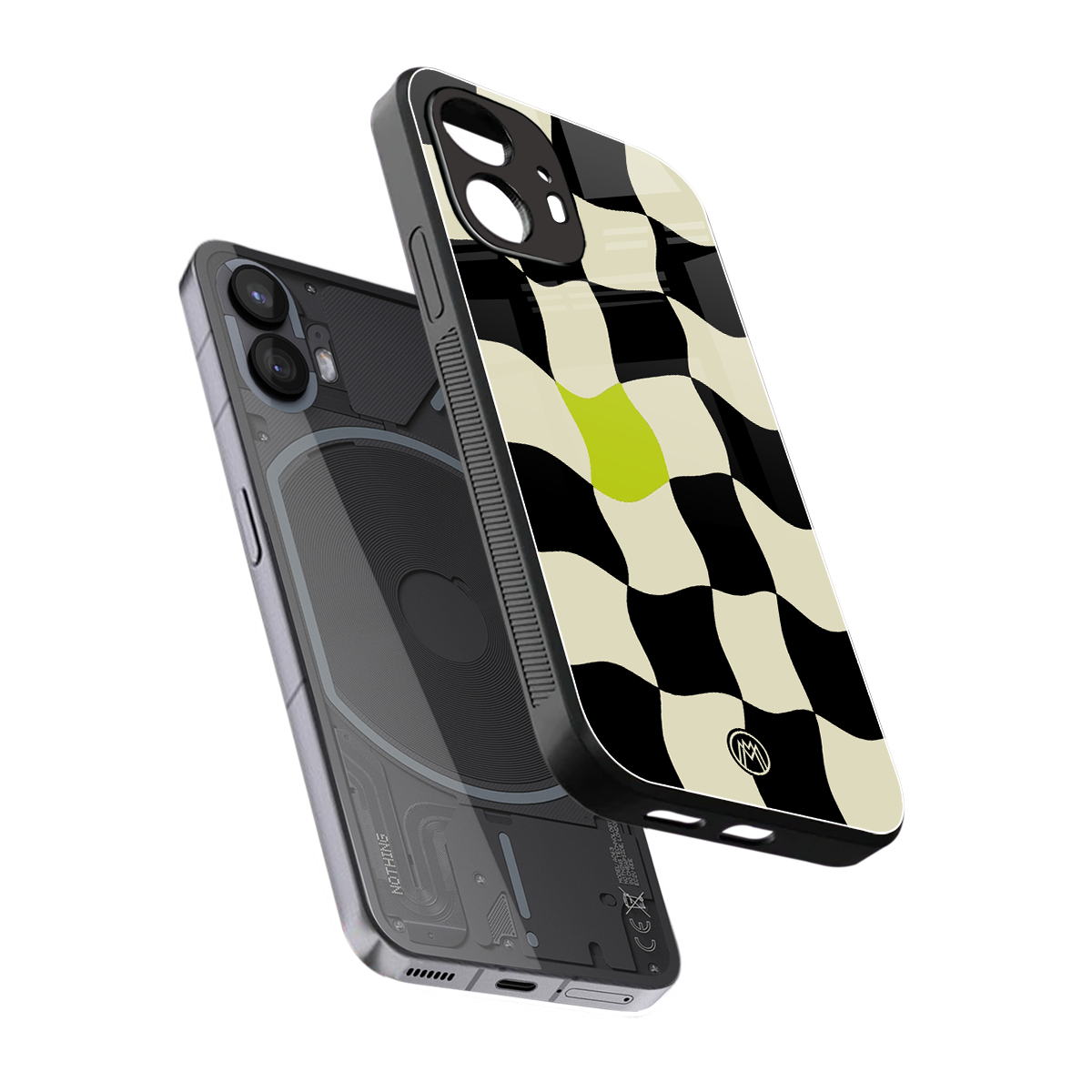 trippy pastel checks back phone cover | glass case for nothing phone 2