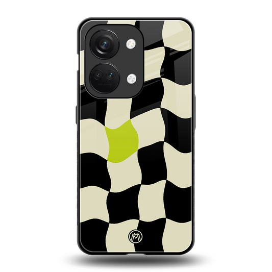 trippy pastel checks back phone cover | glass case for oneplus nord 3