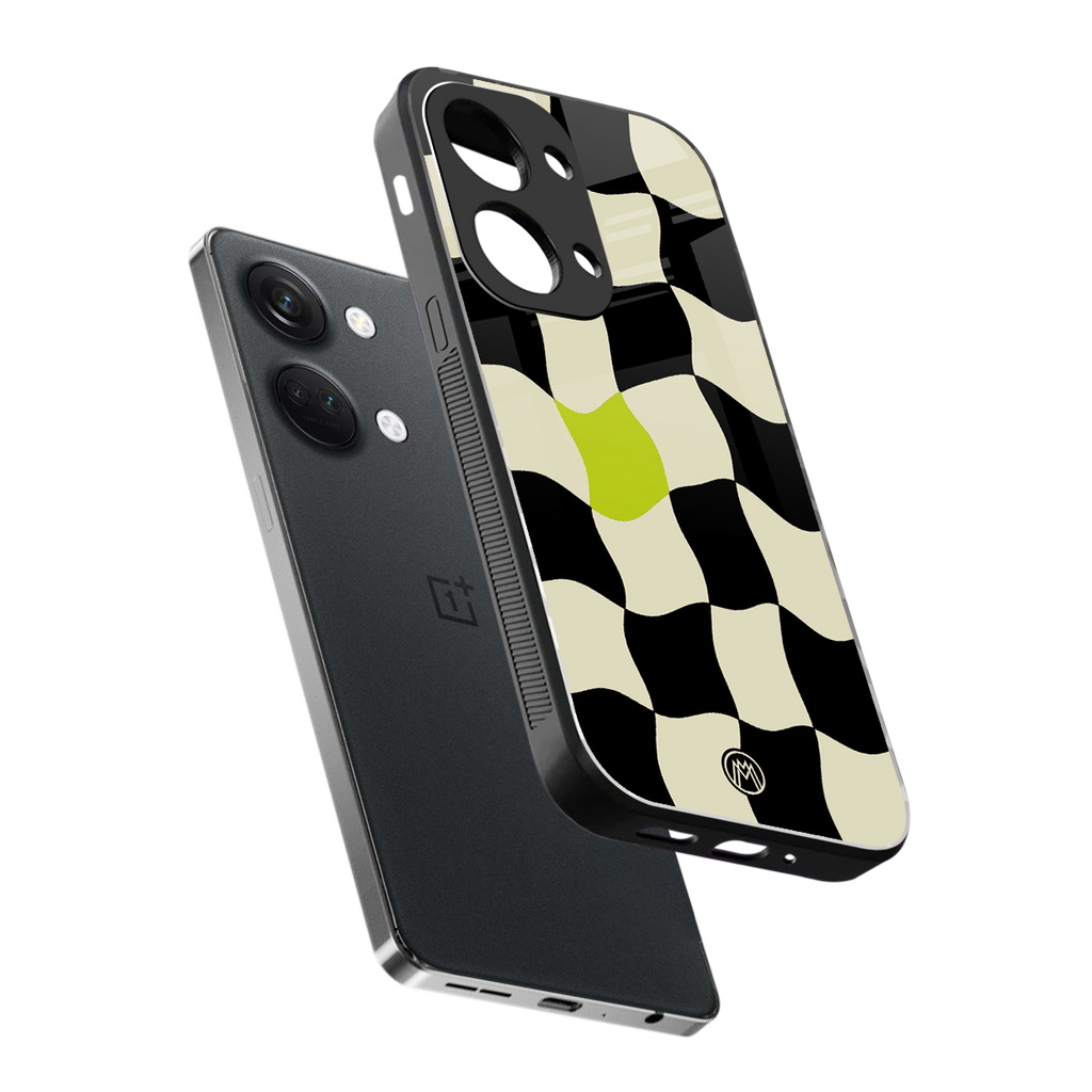 trippy pastel checks back phone cover | glass case for oneplus nord 3