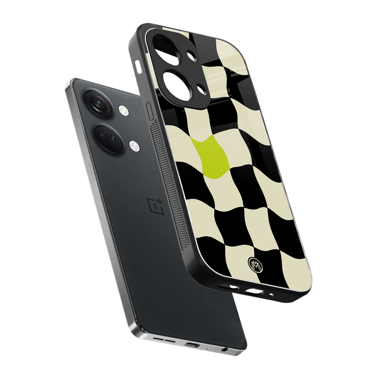 trippy pastel checks back phone cover | glass case for oneplus nord 3