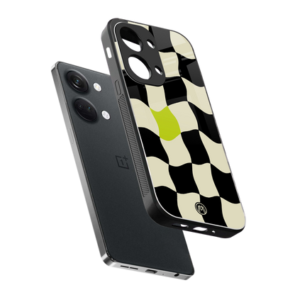 trippy pastel checks back phone cover | glass case for oneplus nord 3