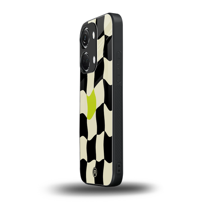 trippy pastel checks back phone cover | glass case for oneplus nord 3